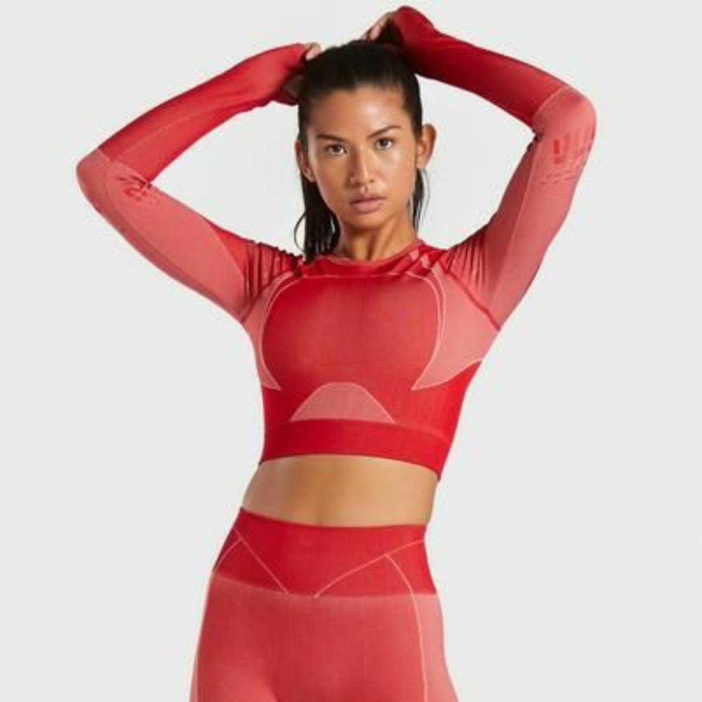 Gymshark Turbo Seamless Crop Top Brick Red